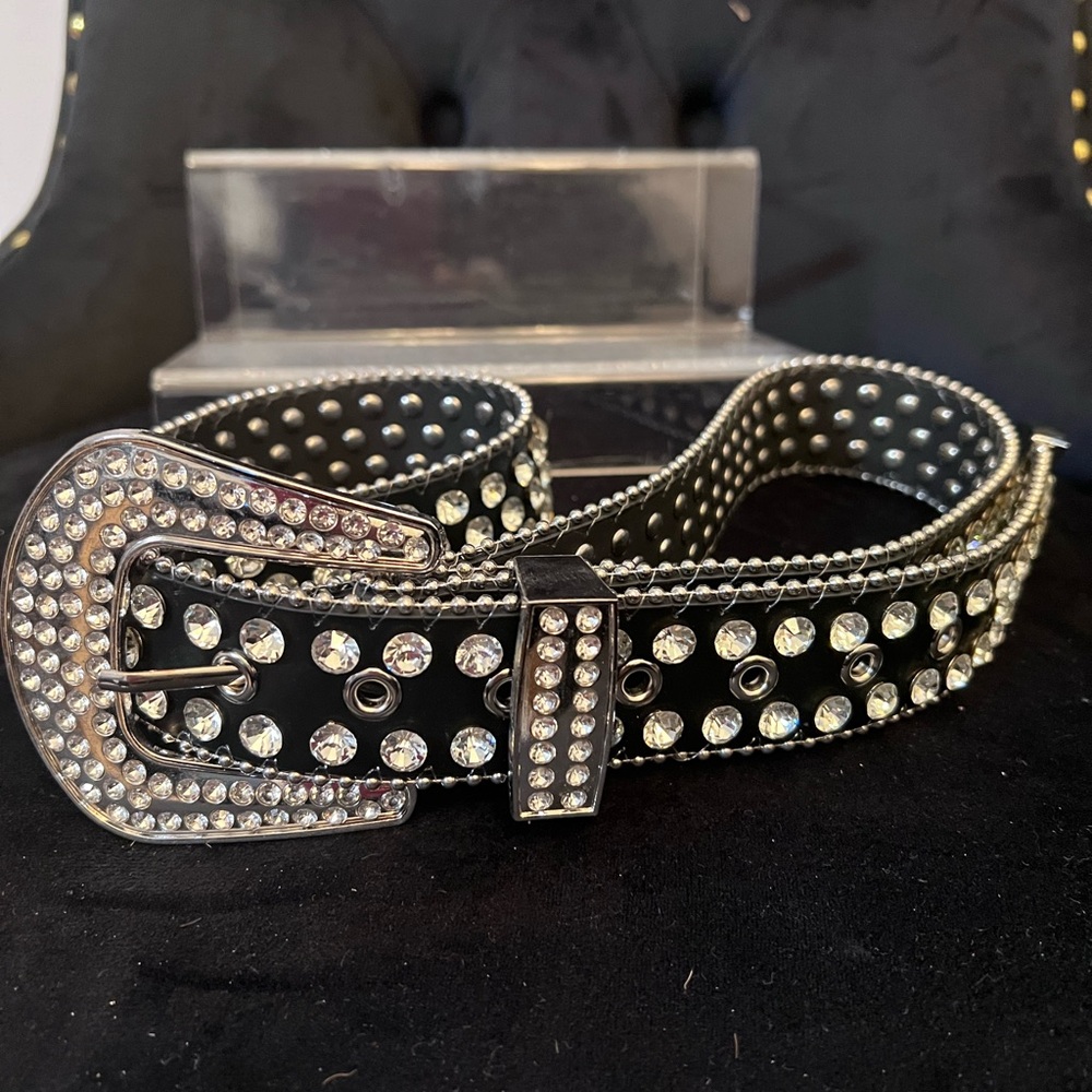 Studded Black with Silver  Rhinestones studs throughout